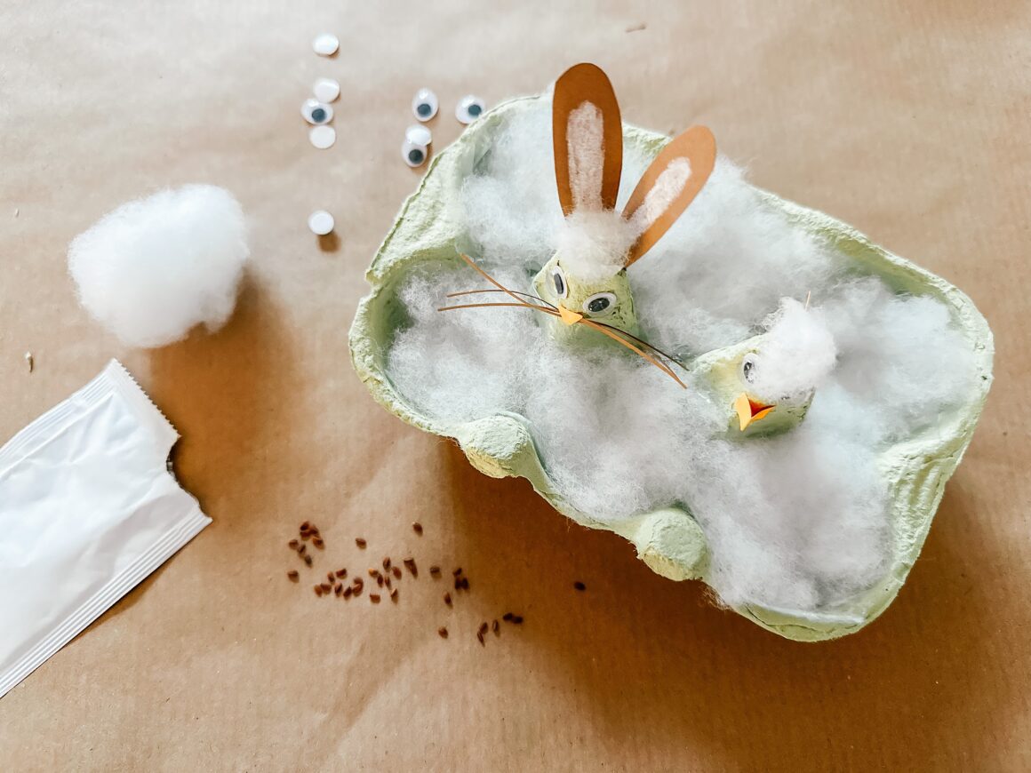 Blog Mit Martha Ostern Kresse Box Hasen Huhn DIY Kinder Watte